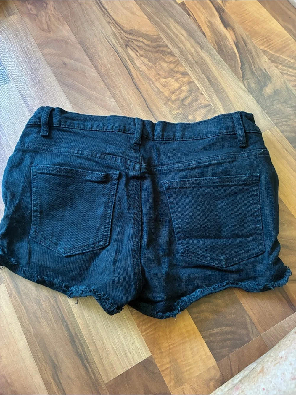 VENUS Black Frayed Hem Denim Shorts